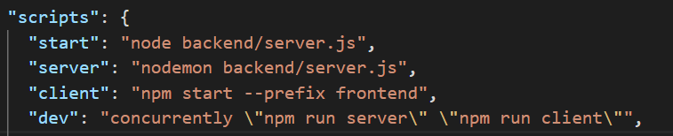 Frontend scripts in package.json file