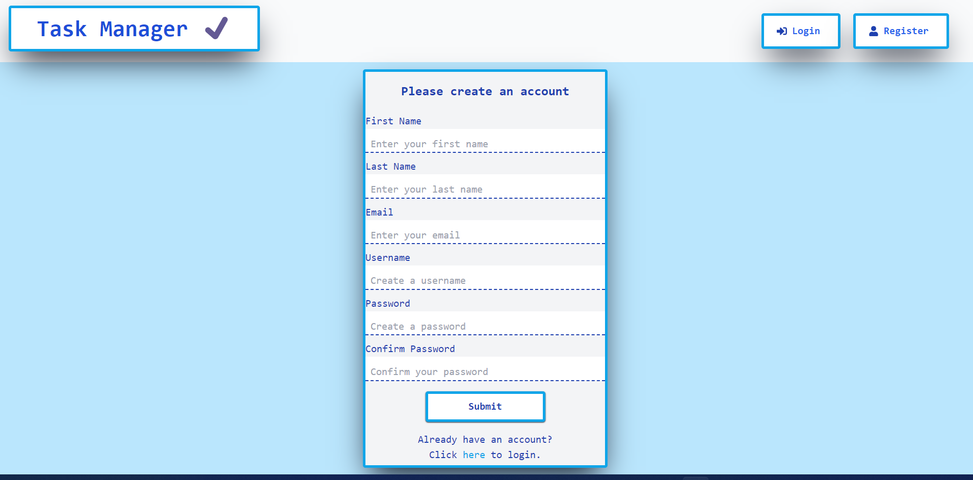App register page