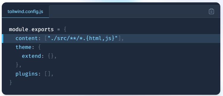 Tailwind config file code