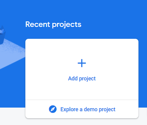 Firebase add project screen