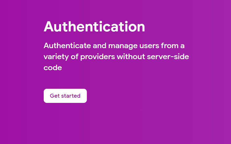 Firebase Authentication Get Started screen