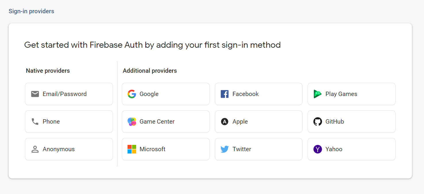 Firebase Select Provider screen