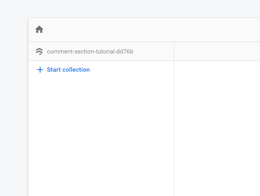 Firestore Start Collection page