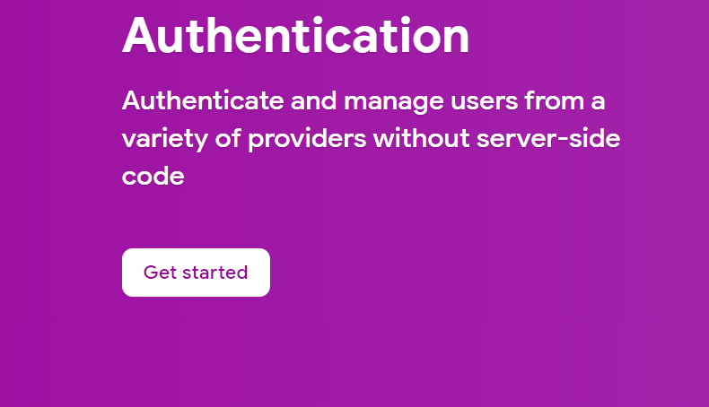 Firebase authentication get started screen