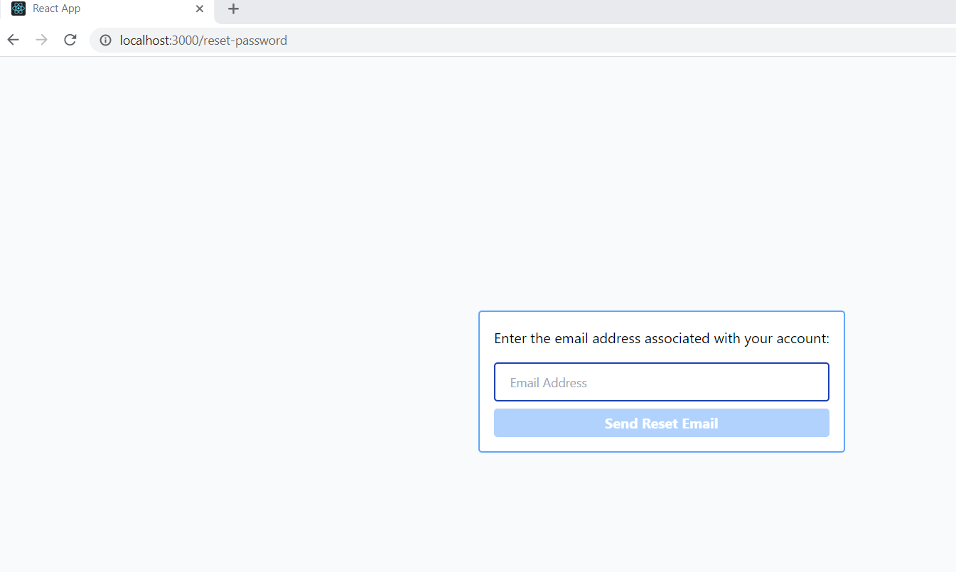 Reset Password screen