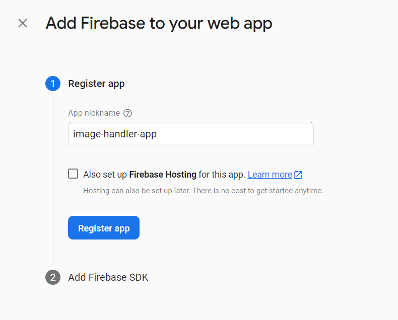 Firebase app name screen