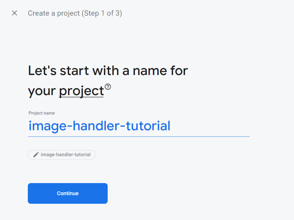 Firebase project name screen