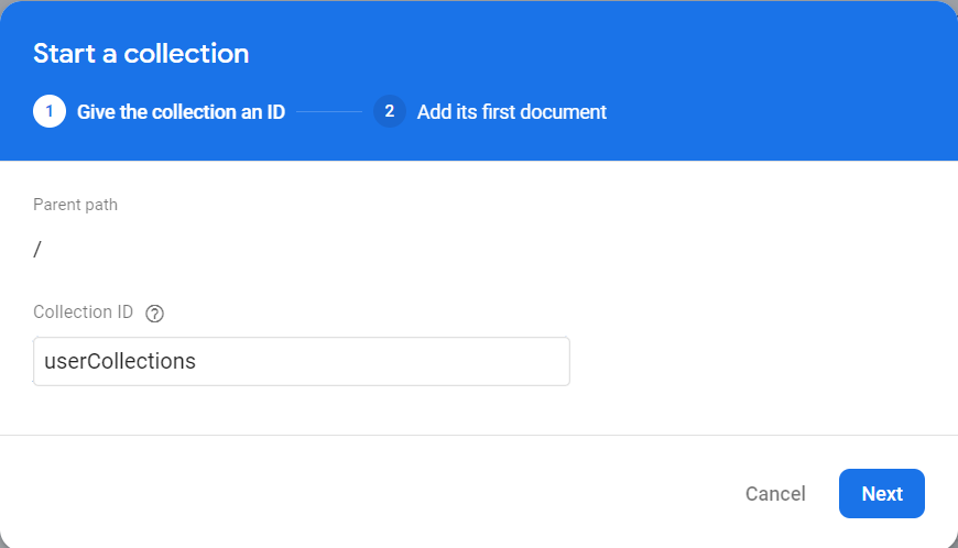 Firebase name collection screen
