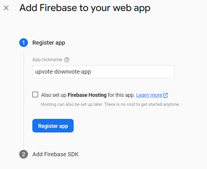 Firebase app name screen