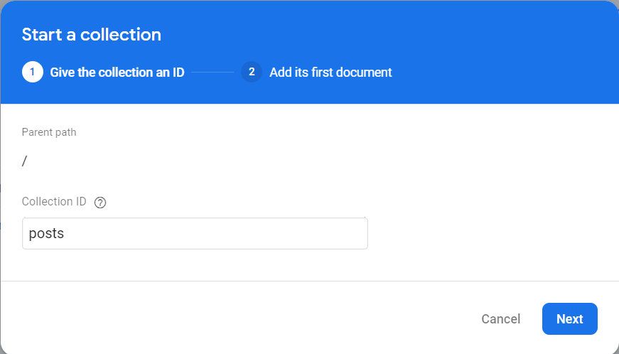 Firebase name collection screen